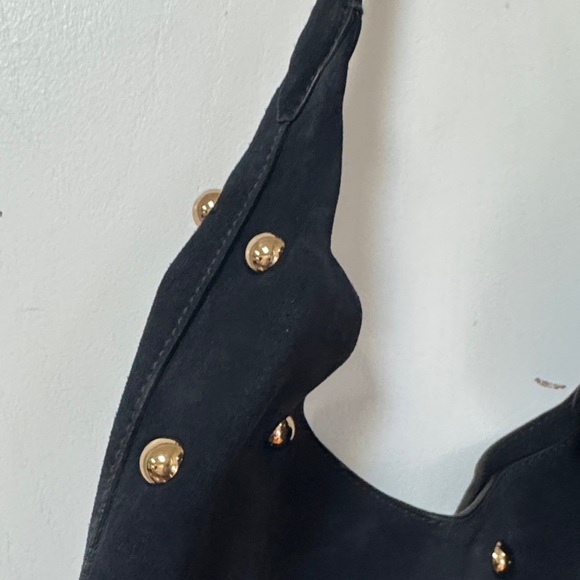 Madewell Mylie Studded Suede Hobo Shoulder Bag Juniper Berry Blue - Picture 4 of 10